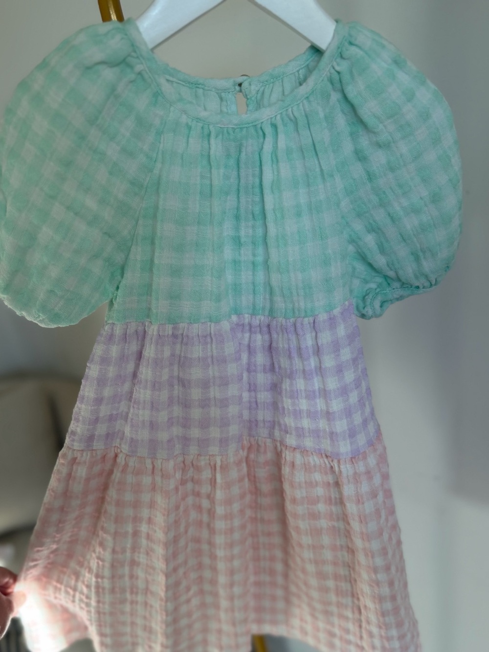 Zara Gingham Puff Sleeve Dress